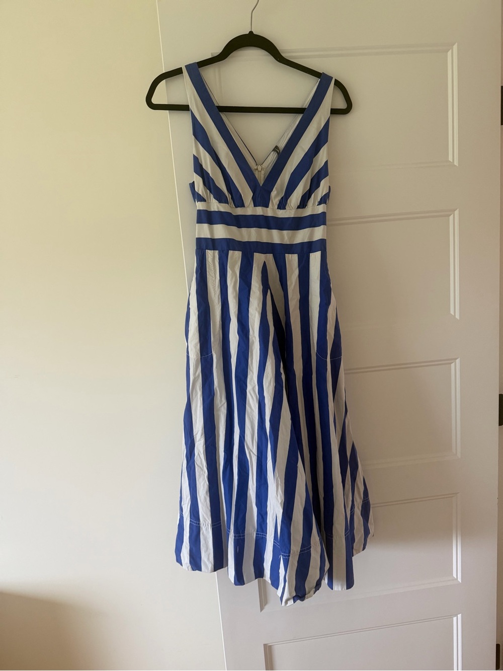 Anthropologie Blue and White Striped Midi Dress